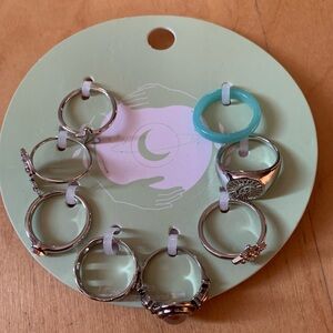 🖤5 for $20- Jewelry rings 8-pack Witchy silver and one blue NWT